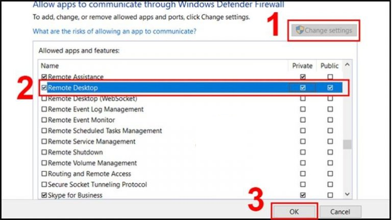 Cách thao tác khi truy cập vào Change Settings