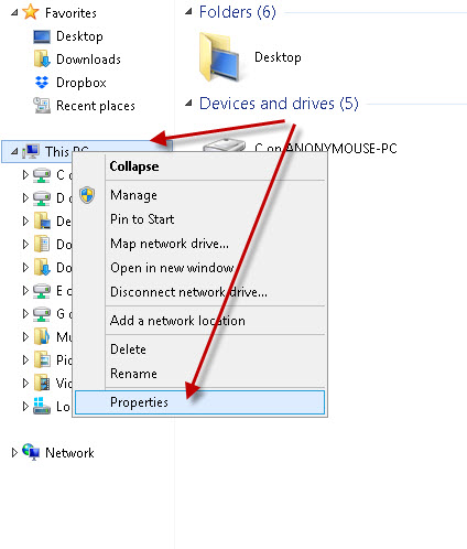 Chọn This PC, sau đó chọn Properties