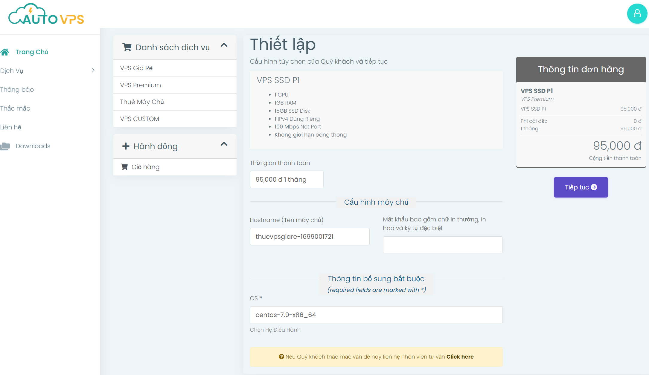 Hướng dẫn thuê VPS treo game bước 3