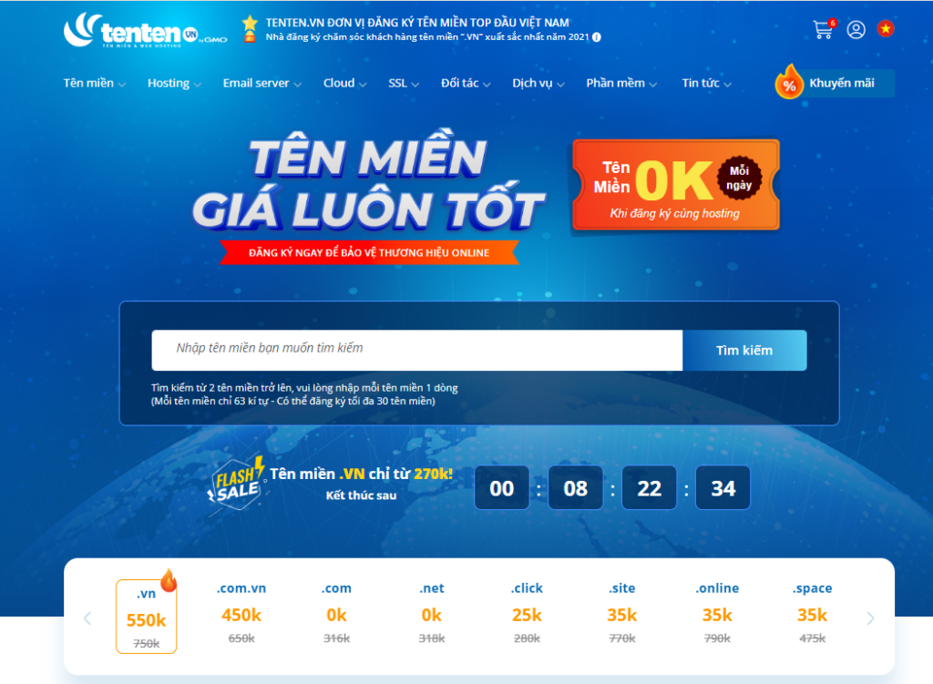 Tenten cũng là đơn vị cung cấp tên miền giá rẻ với nhiều gói dịch vụ, sản phẩm chất lượng cao