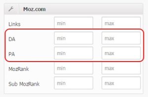 Lọc domain theo thông tin về Adwords và các chỉ số SEO
