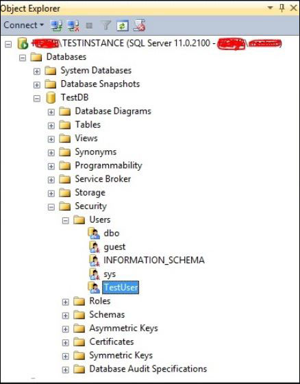 Tạo thành công người dùng mới trên MS SQL Server