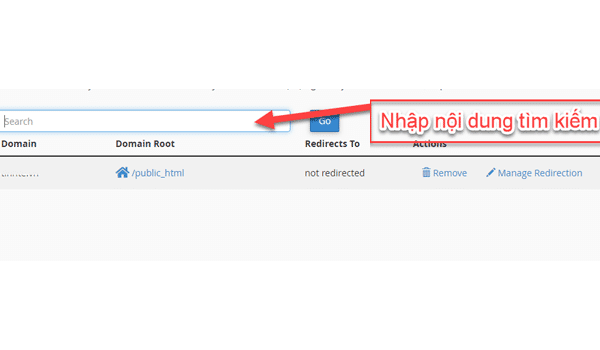 Nhập tên miền cần tìm vào khung để lọc danh sách Alias Domain