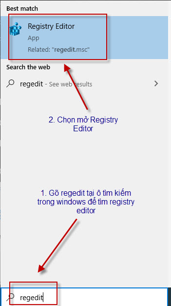 Giao diện máy khi bấm vào Registry