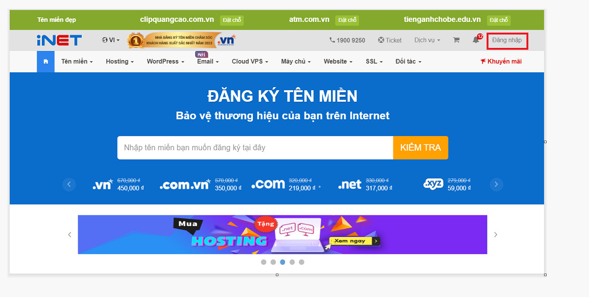 Truy cập vào website của iNET