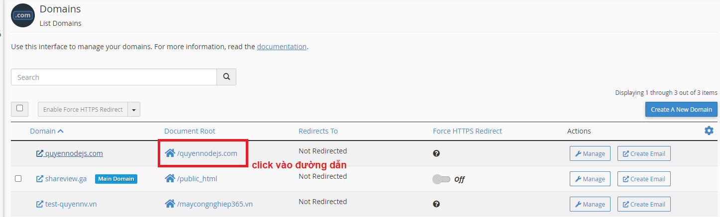 Click vào đường dẫn lưu file ở document root 