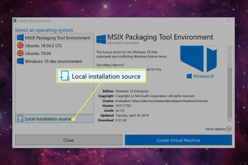 bước 5 tạo VPS trên máy Windows 10 Version 1703