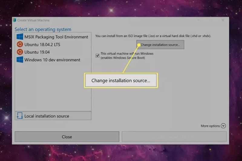 bước 5 tạo máy chủ ảo trên máy tính win 10 version 1709