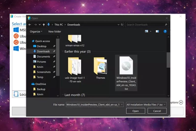 bước 5.1 tạo máy chủ ảo trên máy tính win 10 version 1709