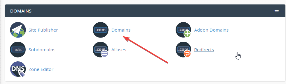 Đăng nhập vào cPanel và chọn Domains