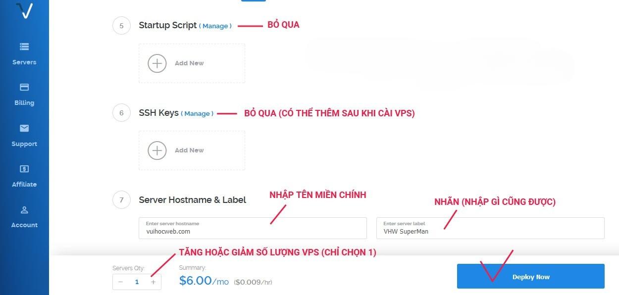Bước 7 Nhập tên miền - Nhấn “Deploy now”