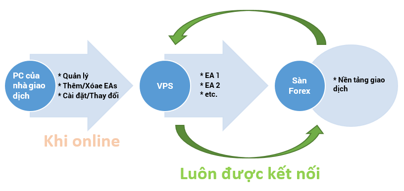 VPS luôn được kết nối với internet. 