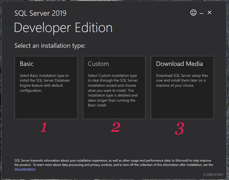 Bước 3 các bước tải, cài đặt SQL Server 2019