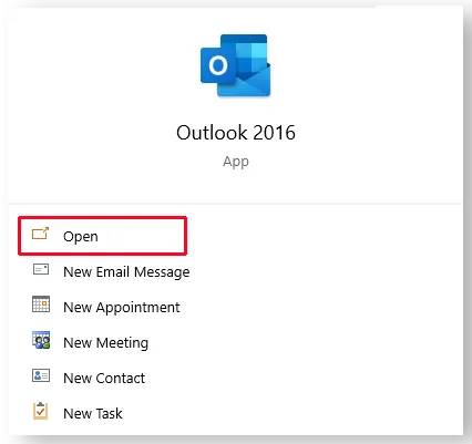 Mở Outlook