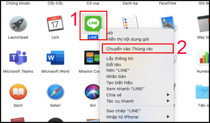 Chọn Chuyển vào thùng rác từ menu hiển thị