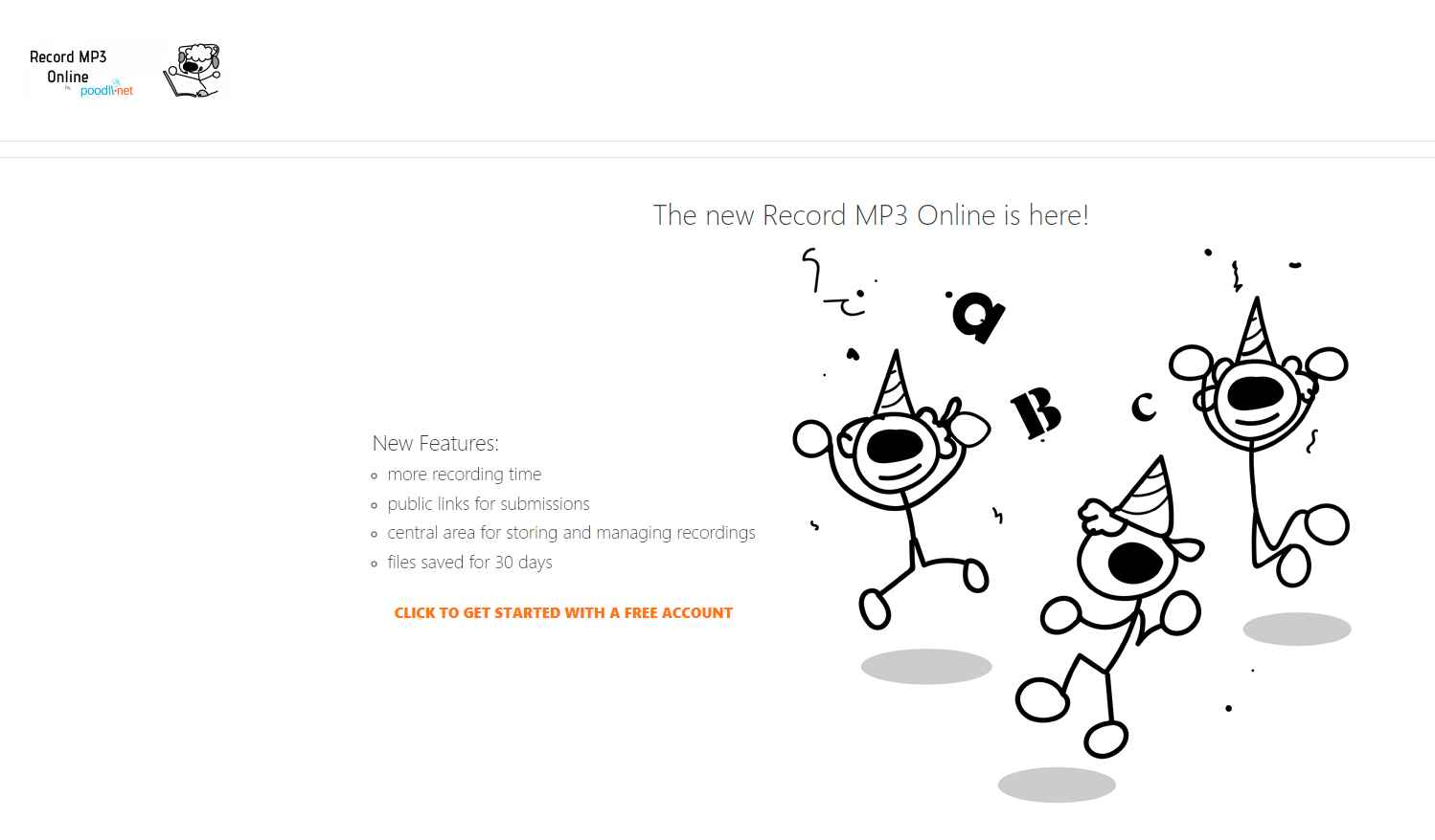 Giao diện Poodll Record MP3 Online