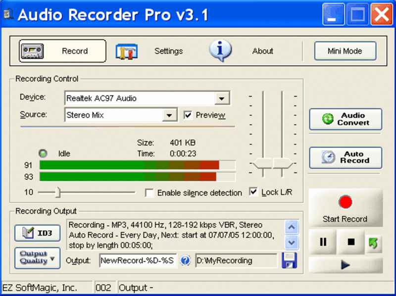 Phần mềm quản lý, kiểm soát thu âm chuyên nghiệp - Audio Recorder Pro
