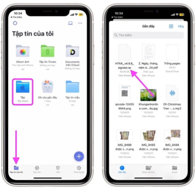 Vào ứng dụng Files và ấn vào file muốn giải nén 