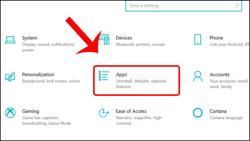 Chọn mục Apps