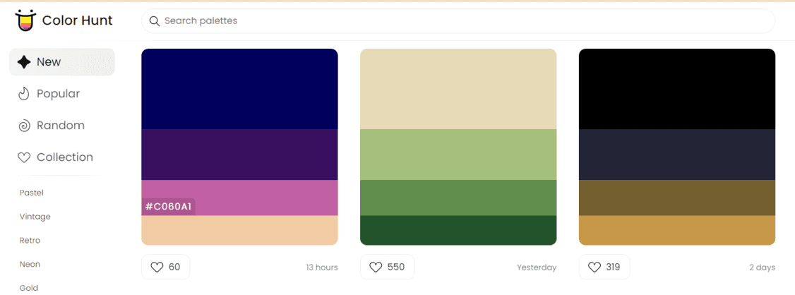 Công cụ Colorhunt.co - hỗ trợ viết Content