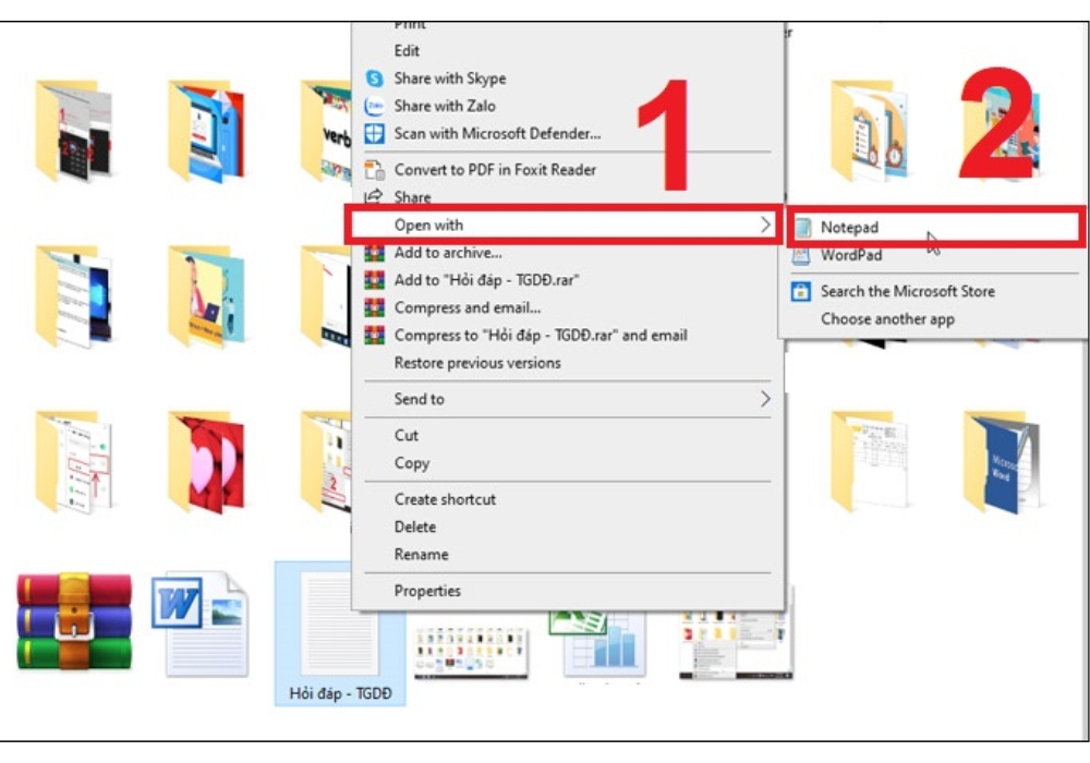 Mở một trình soạn thảo tập tin text