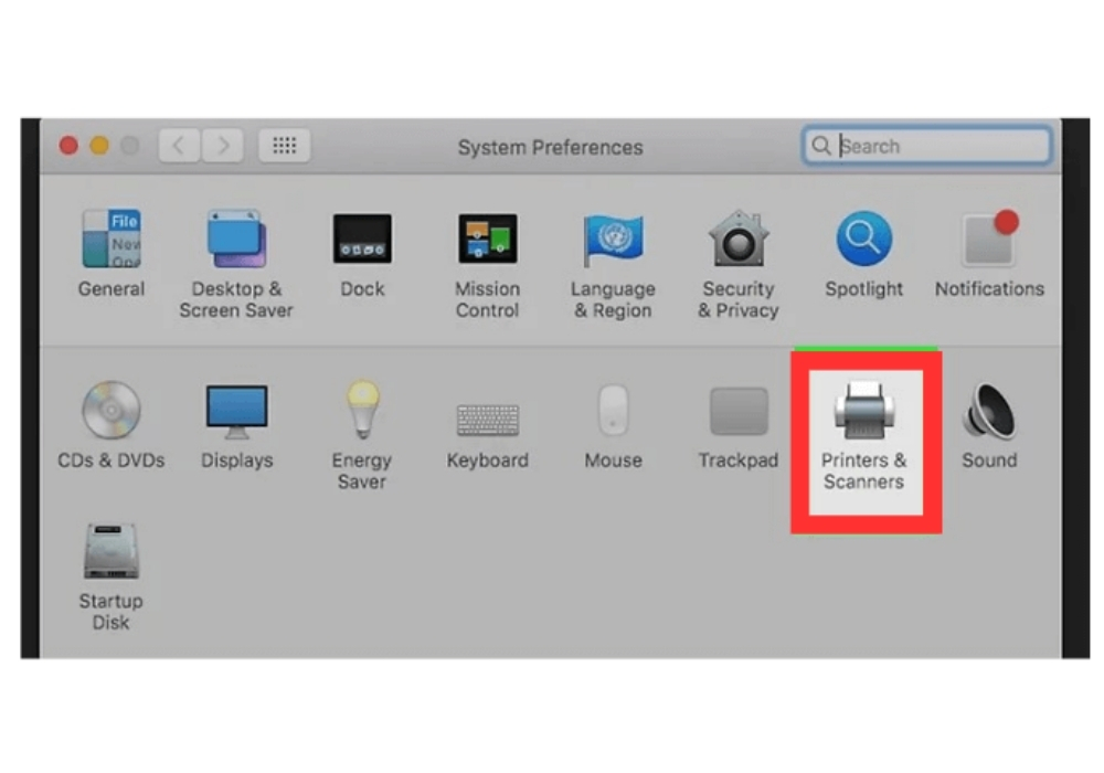 Nhấn vào "Printers & Scanners"