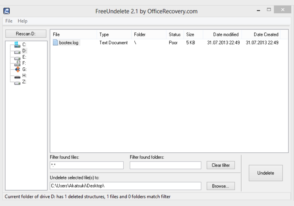 Phần mềm FreeUndelete