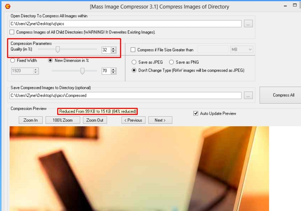 Phần mềm Mass Image Compressor