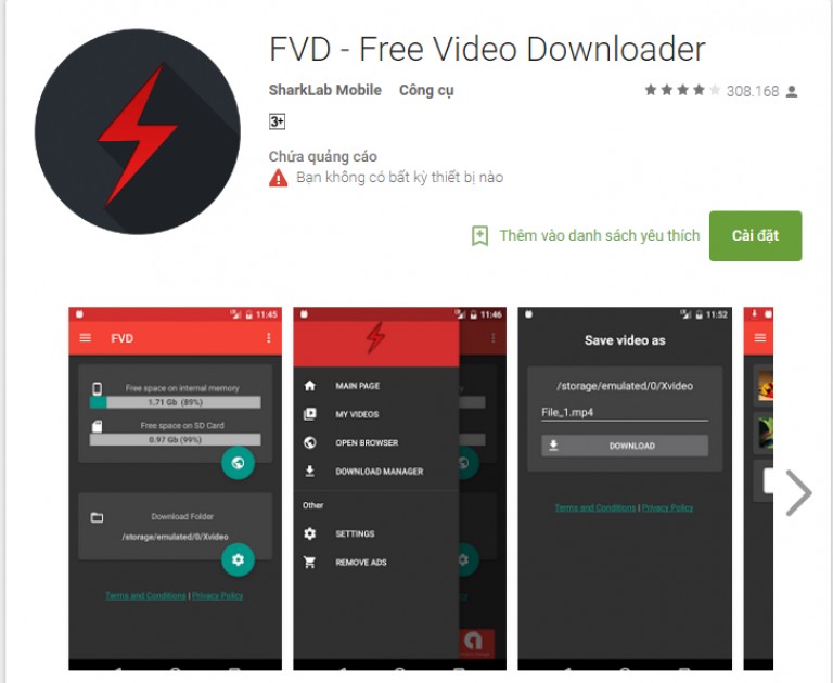 Phần mềm download video cho Android - Free Video Downloader