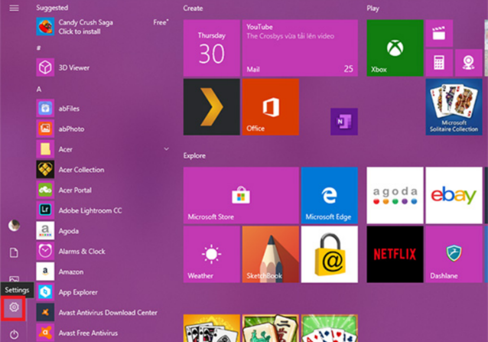 Xóa ứng dụng bằng Menu Settings
