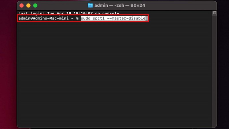 Hướng dẫn tắt Gatekeeper bằng mã code