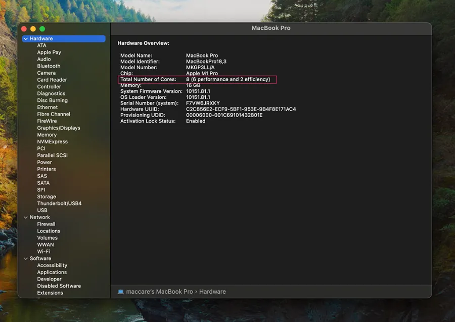 CPU tren macOS