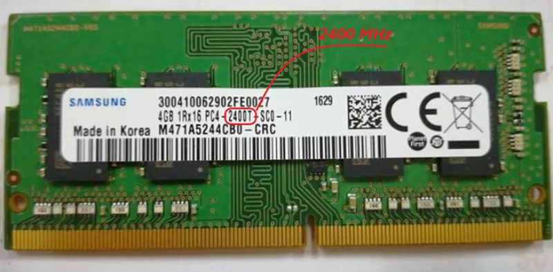 Nhãn thông số kỹ thuật của RAM DDR4