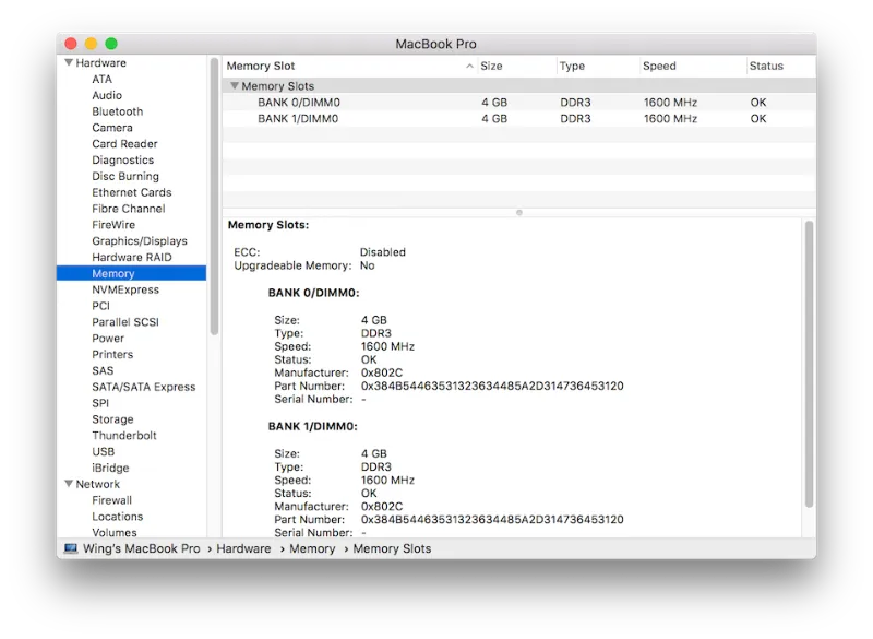 Kiểm tra Bus RAM trên macOS