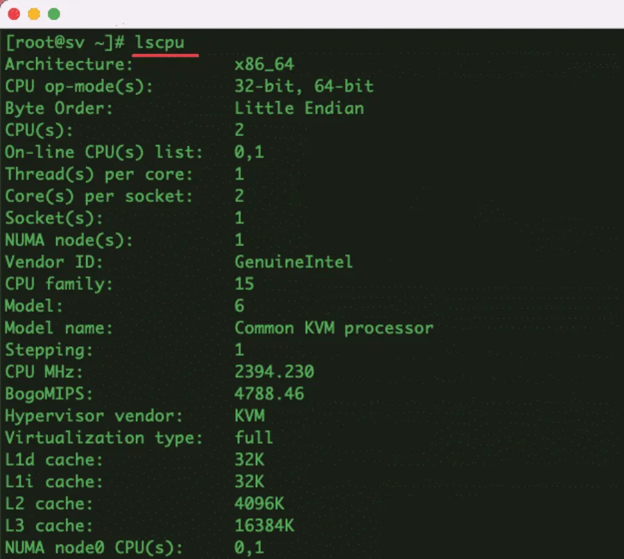 Lenh lscpu (list CPU)