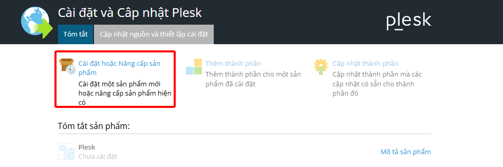 nhấn Install or Update Product
