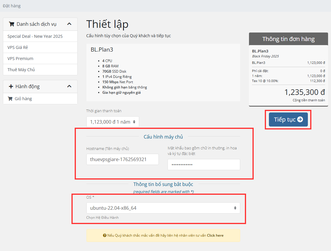 Thiết lập cấu hình VPS