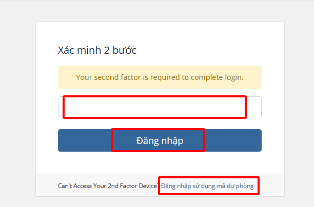 Nhập mã xác minh 2 bước