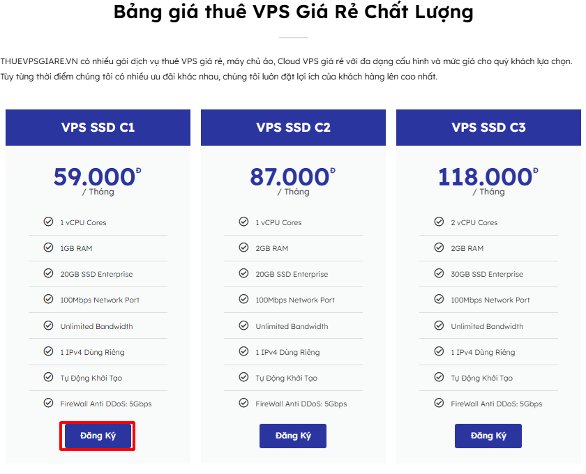 đăng ký vps
