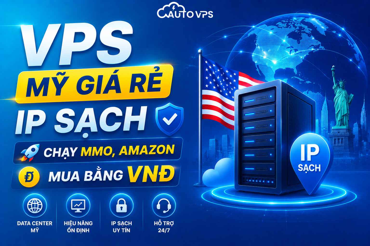 VPS Mỹ Giá Rẻ IP Sạch – Chạy MMO, Amazon, Mua Bằng VNĐ