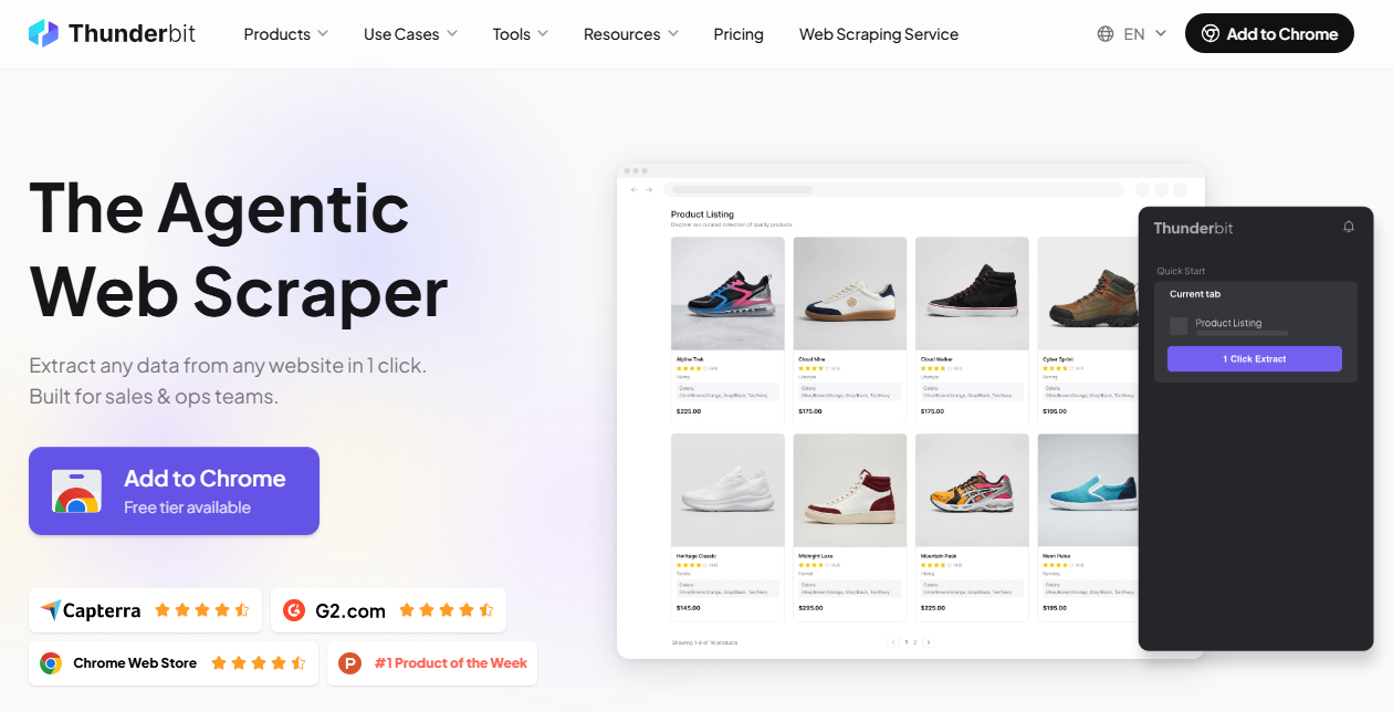 Công cụ giám sát Website Thunderbit