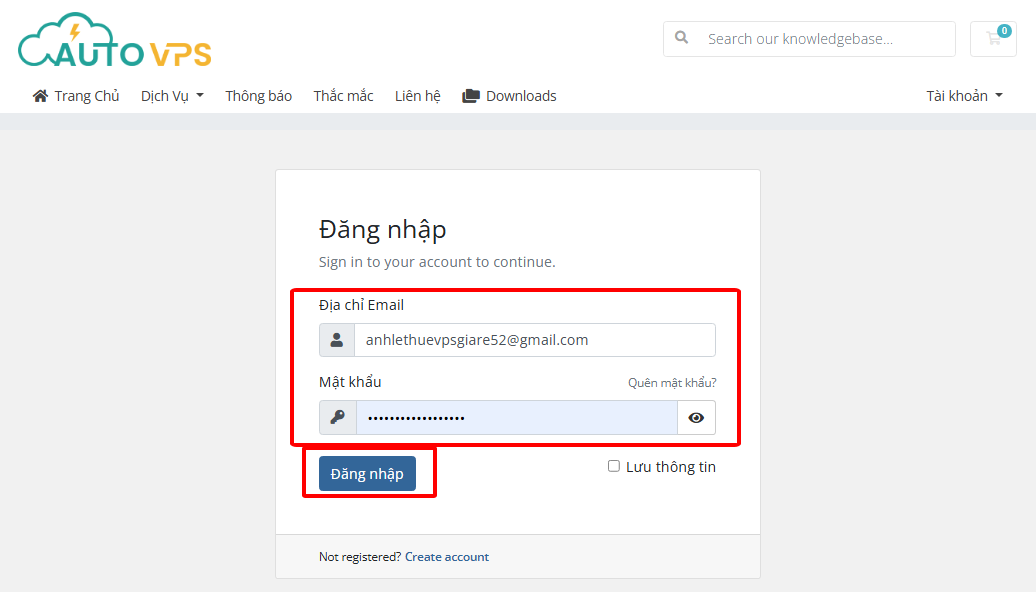 Đăng nhập hệ thống quản lý dịch vụ