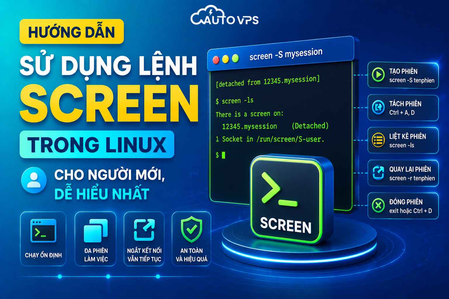 Hướng dẫn sử dụng lệnh Screen trong Linux