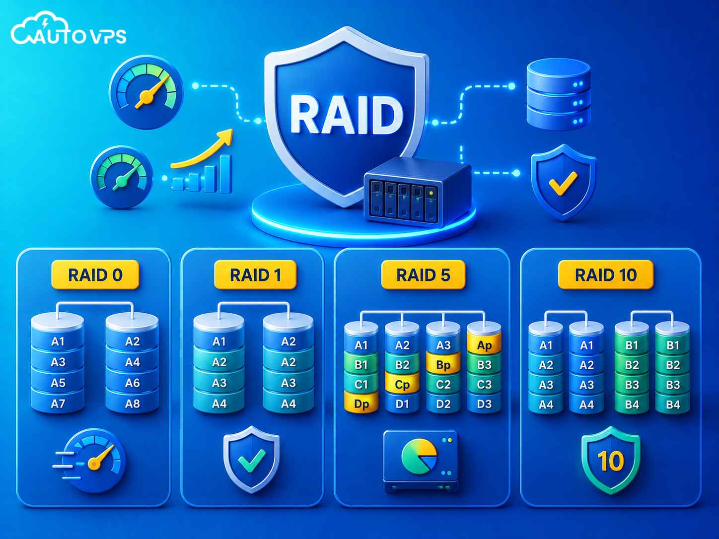 RAID 0, 1, 5, 10